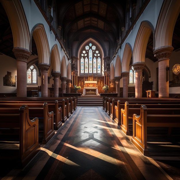 Una imagen de una iglesia desde el interior.