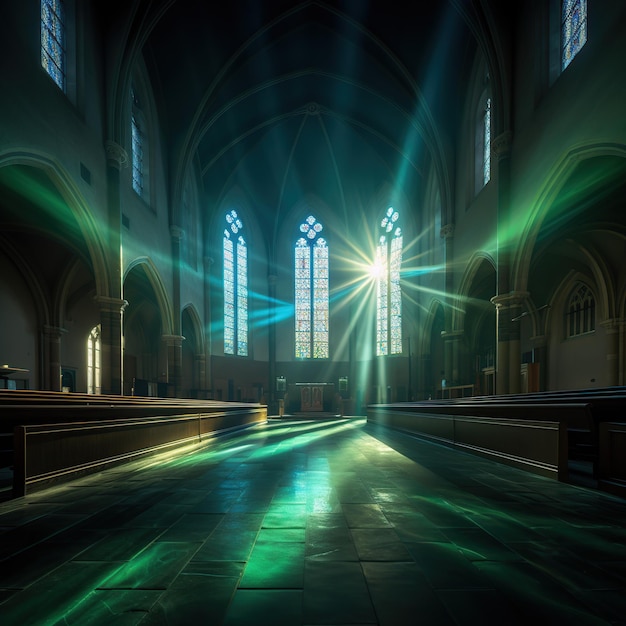 Una imagen de una iglesia con poca luz.