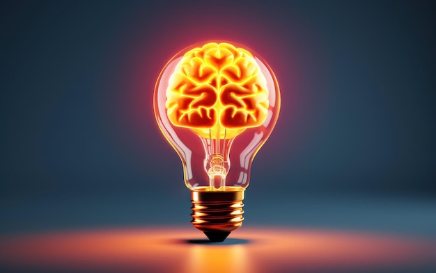 Una imagen iluminadora que representa un cerebro humano dentro de una bombilla