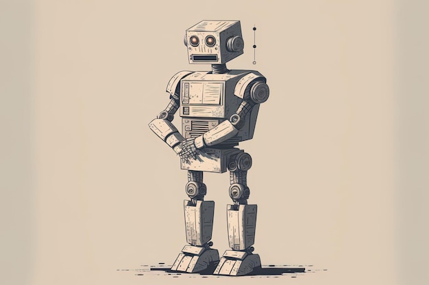 Imagen de una ilustración de stock de robot vintage