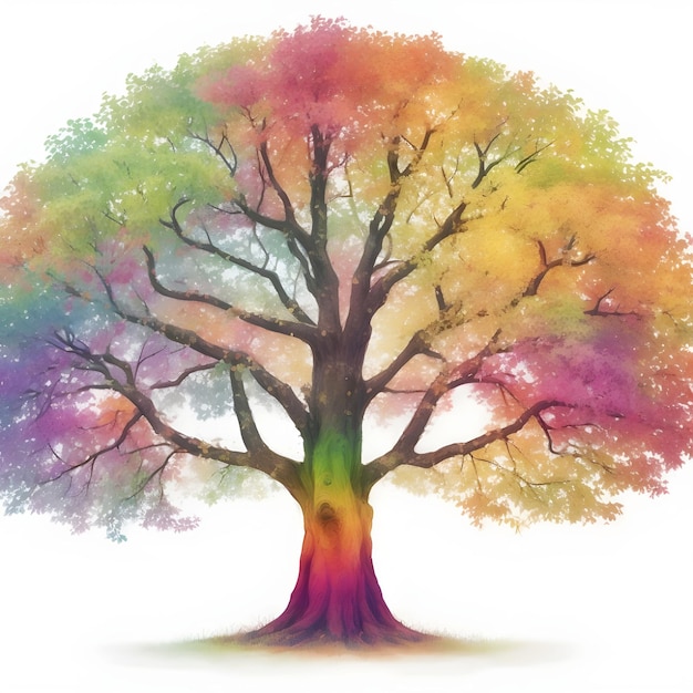 Imagen de ilustraciones de un árbol con colores. Mejor foto AI Generar