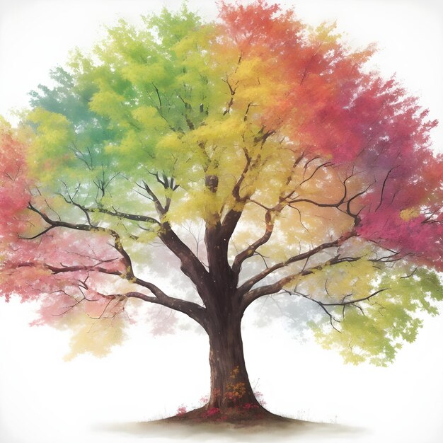 Foto imagen de ilustraciones de un árbol con colores. mejor foto ai generar