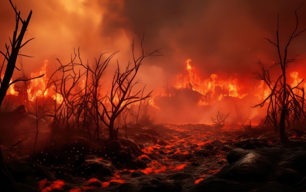 Una imagen impactante que captura una jungla en medio de un desastre de incendios