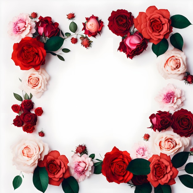 Foto una imagen impresionante con una flor rosa roja y rosa con un espacio en blanco en el medio