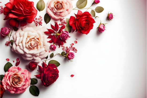 Una imagen impresionante con una flor rosa roja y rosa con un espacio en blanco en el medio