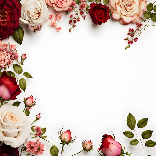 Una imagen impresionante con una flor rosa roja y rosa con un espacio en blanco en el medio