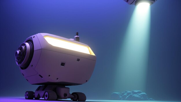 Una imagen inspiradora de un robot con una luz que brilla sobre él AI generativo