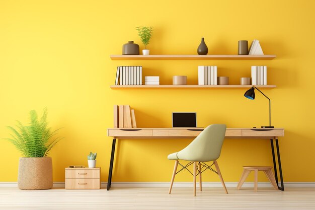 Imagen interior de una casa con fondo amarillo.