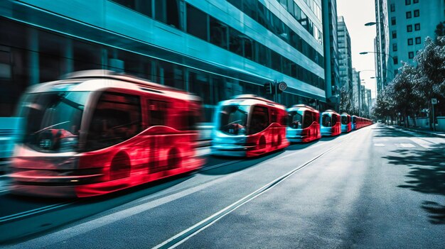 Una imagen intrigante de una flota de vehículos eléctricos autónomos que ilustra el potencial de la tecnología inteligente para transformar el transporte urbano