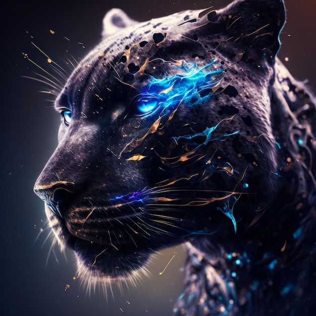 Una imagen de jaguar con ojos brillantes IA generativa