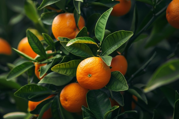 imagen de un jardín con árboles de mandarina listos para la recolección de la cosecha