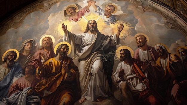 Una imagen de Jesucristo con sus apóstoles