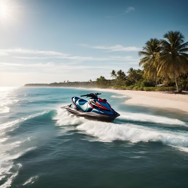 Foto imagen de una jet ski en el mar