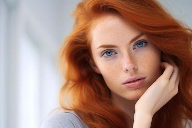 Imagen de una joven atractiva con el cabello rojo