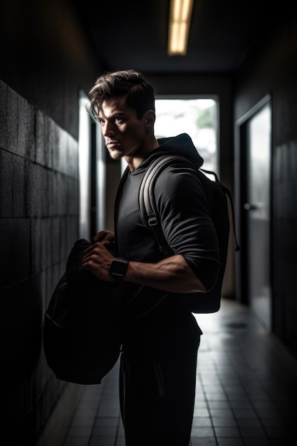 Imagen de un joven decidido dirigiéndose al gimnasio.