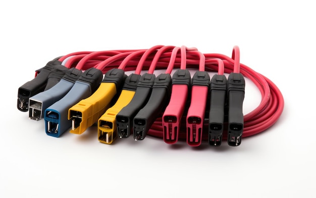 Foto una imagen de un kit de organizador de cables para la gestión de cables aislados en fondo blanco