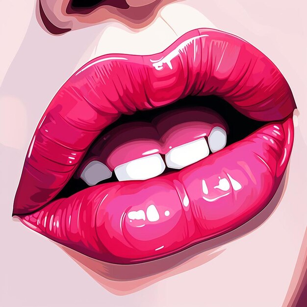 Una imagen de los labios de una mujer con un fondo rosa.