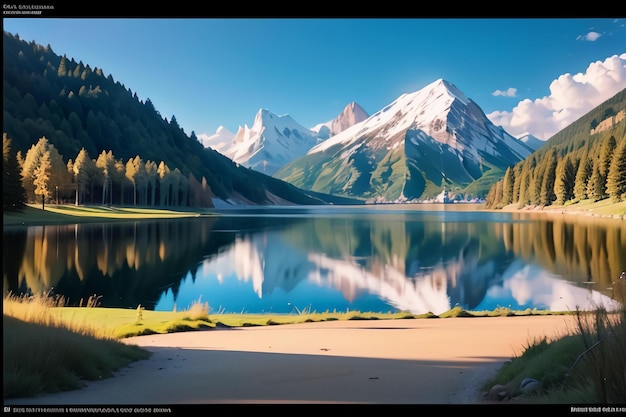 Foto una imagen de un lago de montaña con la palabra 