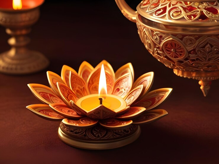 Imagen de las lámparas del festival de Diwali