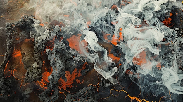 una imagen de una lava negra con humo en el fondo