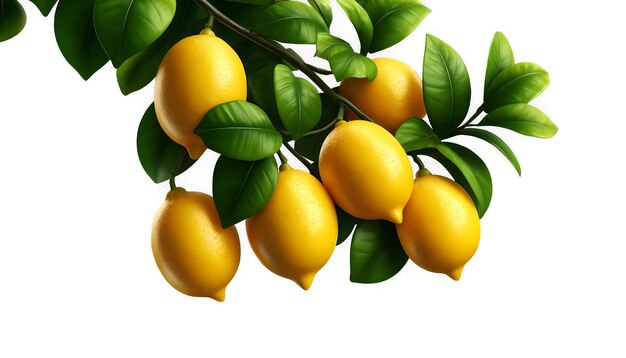 una imagen de limones y hojas con un fondo blanco