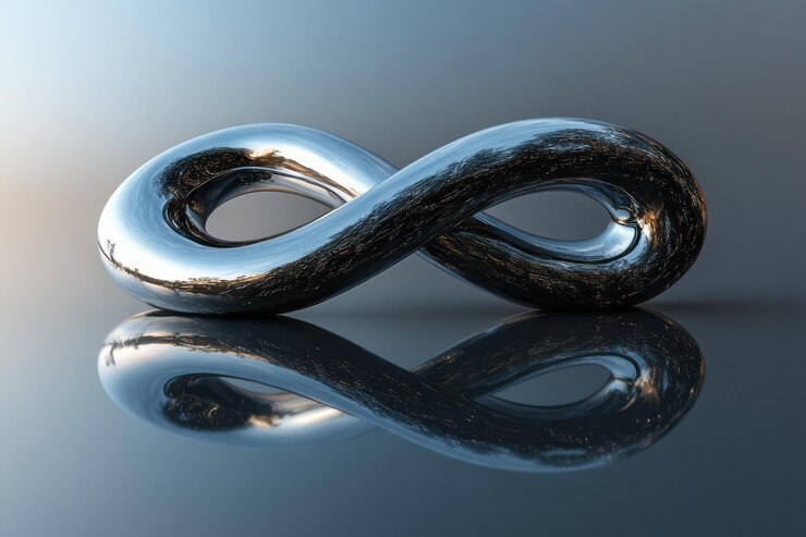 Foto una imagen limpia de un símbolo de infinito espejado con elementos recursivos incrustados