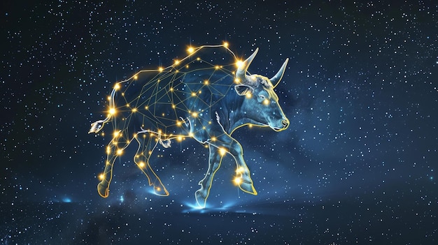 Imagen llamativa de la constelación de Tauro en un cielo nocturno lleno de estrellas