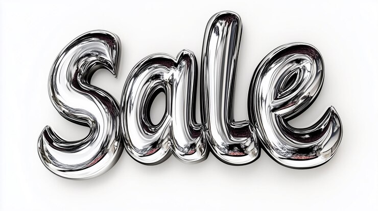 Foto imagen llamativa de venta en letras metálicas banner de venta poderoso y llamativo