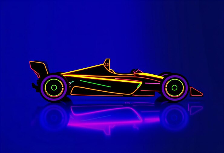 Imagen Logotipo minimalista de coche de carreras de arte de línea usando formas y líneas simples