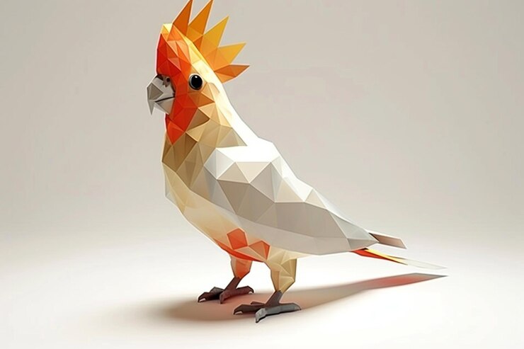 Foto una imagen de un loro con las palabras objeto 3d en él
