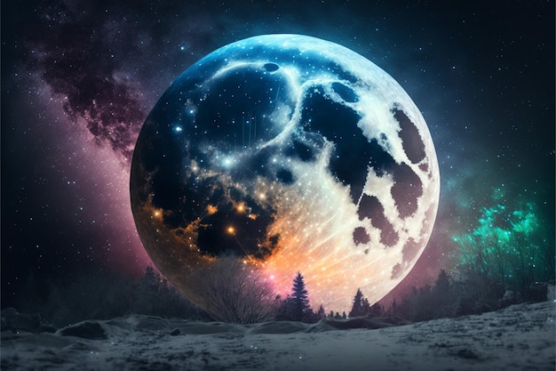 Una imagen de una luna llena en el cielo generativa ai