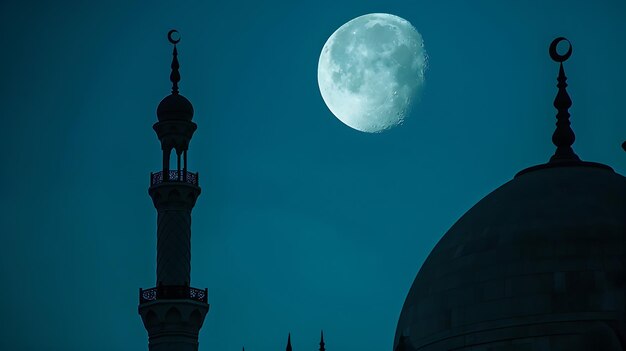 Foto una imagen de una luna y una mezquita con una luna