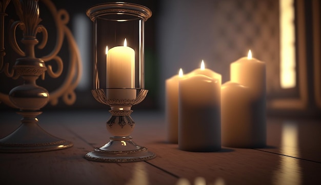 Imagen de luz de maqueta de vela de vidrio de decoración del hogar Imagen generada por AI