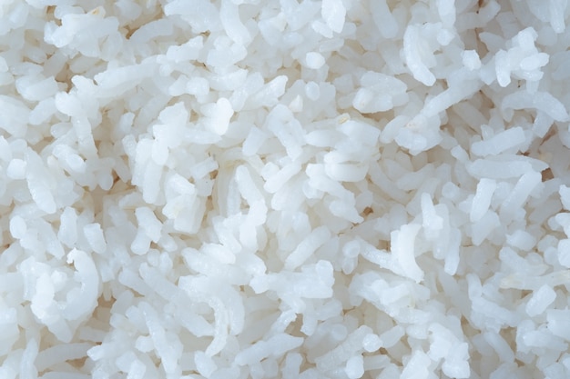 Imagen macro de arroz cocido fondo de alimentos.