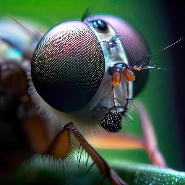 imagen macro enfocada del ojo de una mosca IA generativa