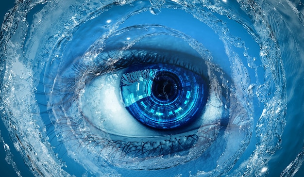 Imagen macro del ojo humano. Técnica mixta