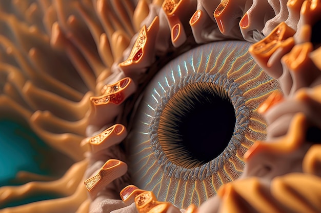 Imagen macrotop detallada de una estructura de pigmento de sombras de ojos