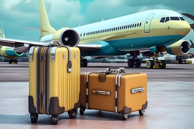 Una imagen de una maleta amarilla y otro equipaje.