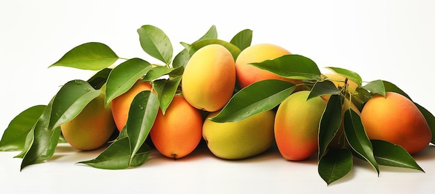 imagen de mango con hojas en fondo blanco anuncio de mango