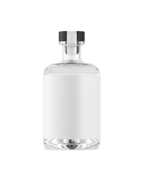 Una imagen de una maqueta de botella de ginebra aislada sobre un fondo blanco