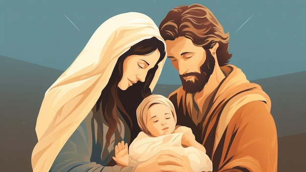 Imagen de María José y el niño Jesús en estilo artístico