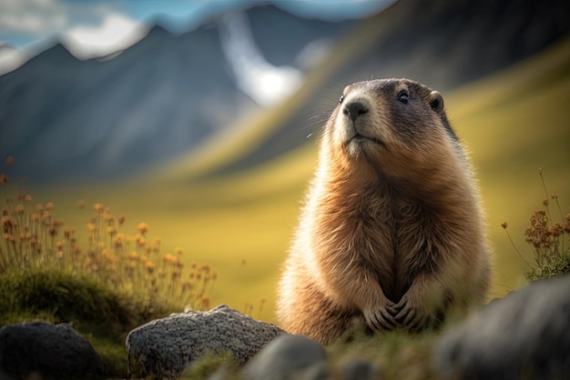 Imagen de una marmota en su hábitat nativo