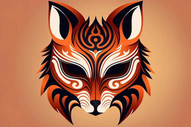 Imagen de la máscara de zorro kitsune japonesa emblema cultural asiático tradicional en estilo de dibujos animados