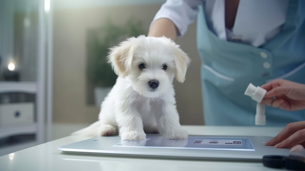 Una imagen de una mascota a la que se le hace una prueba de alergias