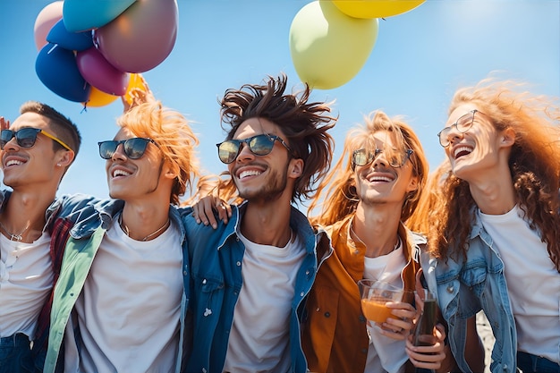 Imagen de los mejores amigos felices y alegres en el día de la amistad de la fiesta de verano