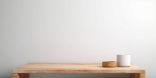 Imagen de una mesa de madera en blanco para exhibición de productos IA generativa