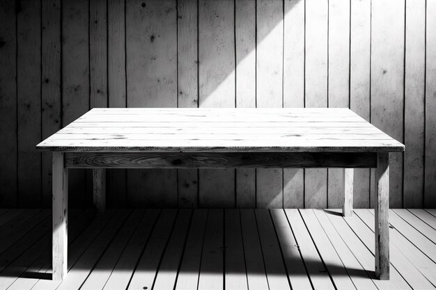 Foto imagen de una mesa de madera con un fondo blanco.