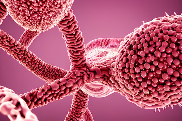 Imagen microscópica clínica 3D de células bacterianas infectadas