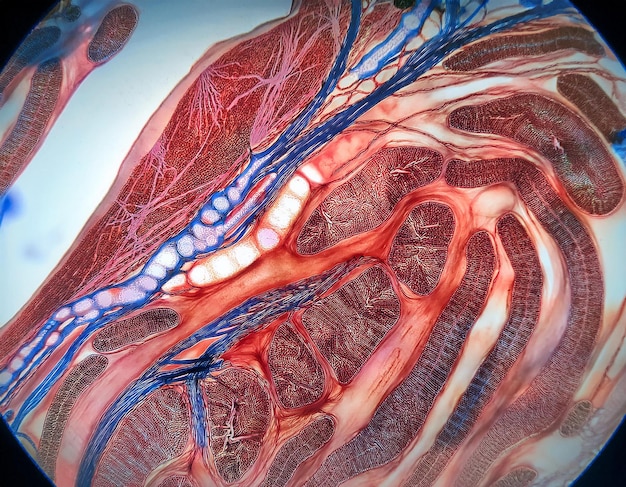 imagen microscópica del tejido de la válvula cardíaca que muestra la estructura celular investigación cardiológica