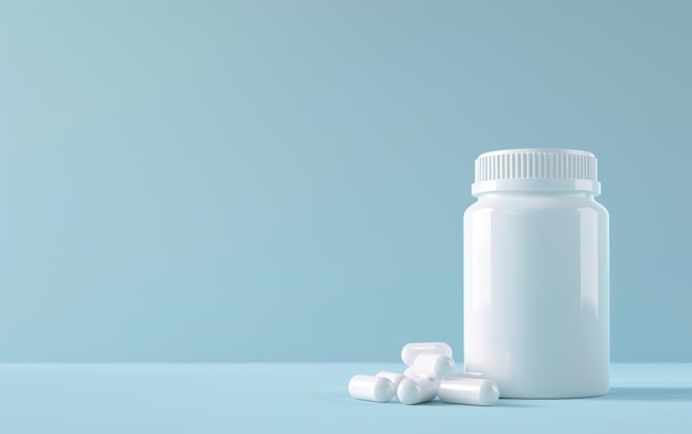 Una imagen minimalista de un frasco de medicamento blanco